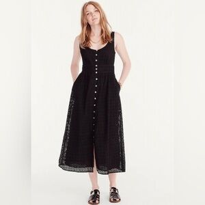 J Crew Black Eyelet Dress 4 100% Cotton
